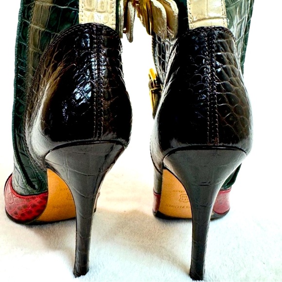 Luciano Padovan Italian Stylish Authentic Crocodile Skin Heeled Boots Size 36 - Picture 13 of 16